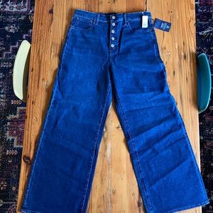 NWT Gap wide leg, high waisted, button fly jeans 14/32 tall